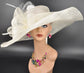 Oaks day hat Kentucky Derby Hat,Church Hat,Wedding Hat, Easter Hat, Tea Party Hat Wide Brim Sinamay Hat Carriage Hat Ivory( off white)