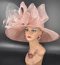 Blush Pink Flowers w Ivory Netting  Kentucky Derby Hat, Tea Party Hat Mother&