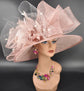 Blush Pink Flowers w Ivory Netting  Kentucky Derby Hat, Tea Party Hat Mother&