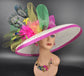 Wide Brim Sinamay Derby Hat: Feather Flower, Big Bows