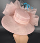 Blush Pink Sinamay Kentucky Derby Hat: Floral Tea Party Wide Brim