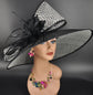 Black & White Feather Derby Hat: Royal Ascot Tea Party Wedding