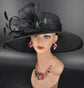 Black Wide Brim Sinamay Hat: Kentucky Derby Tea Party Fashion
