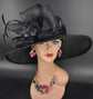 Black Wide Brim Sinamay Hat: Kentucky Derby Tea Party Fashion