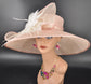 Blush Pink Kentucky Derby Hat: Feather Flower Tea Party Hat