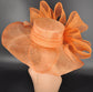 Orange Sinamay Kentucky Derby Hat: Wide Brim Tea Party Wedding