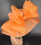 Orange Sinamay Kentucky Derby Hat: Wide Brim Tea Party Wedding