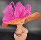 Orange Sinamay Derby Hat: Wide Brim Church, Tea Party, Wedding