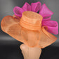 Orange Sinamay Derby Hat: Wide Brim Church, Tea Party, Wedding