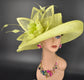Lime Green Kentucky Derby Hat: Wide Brim Sinamay Church Hat