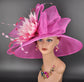 Fuchsia Pink Feather Flower Hat: Royal Ascot Kentucky Derby Occasion Hat