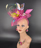 Fuchsia Pink Fascinator Hat: Kentucky Derby Feather & Butterfly Headband