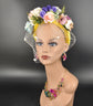 Floral Rose Kentucky Derby Hat: Yellow, Ivory, Pink Wedding Crown