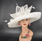 White Sinamay Kentucky Derby Hat: Wide Brim Ascot Race Day Hat