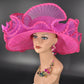 Fuchsia Sinamay Kentucky Derby Hat: Wide Brim Wedding Tea Party Hat