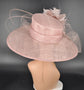 Blush Pink Sinamay Derby Hat: Feather Flower Royal Ascot Hat