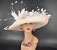 Champagne Sinamay Derby Hat: Wide Brim Wedding Tea Party Hat