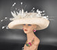 Champagne Sinamay Derby Hat: Wide Brim Wedding Tea Party Hat