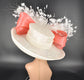Ivory Sinamay Kentucky Derby Hat: Coral Pink Wedding Tea Party Hat