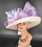Champagne Sinamay Kentucky Derby Hat: Lavender Feather Wedding Tea Party Hat