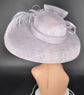 Lilac Wide Brim Sinamay Hat Church Kentucky Derby Hat Carriage Tea Party Wedding  Rhinstones w Sinamay Bow Ostrich Feather