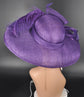 Purple Sinamay Kentucky Derby Hat: Wide Brim Feathered Church Wedding