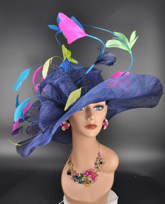 Oversized Sinamay Derby Hat: Wide Brim Church Wedding Hat