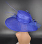 Royal Blue Sinamay Wide Brim Hat: Kentucky Derby Ascot Occasion