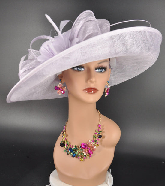 Lilac Sinamay Kentucky Derby Hat: Wide Brim Royal Ascot Race Day