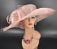 Blush Pink Sinamay Wide Brim Hat: Kentucky Derby, Tea Party