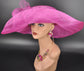 Fuchsia Pink Sinamay Kentucky Derby Hat: Wide Brim Occasion Hat