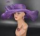Purple Sinamay Kentucky Derby Hat: Wide Brim Wedding Church Hat
