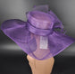 Purple Sinamay Kentucky Derby Hat: Wide Brim Wedding Church Hat