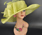 Lime Green Sinamay Kentucky Derby Hat: Wide Brim Occasion Hat