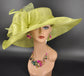 Lime Green Sinamay Kentucky Derby Hat: Wide Brim Occasion Hat