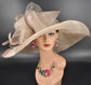 Taupe Sinamay Wide Brim Derby Hat: Oaks, Wedding, Tea Party