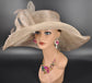 Taupe Sinamay Wide Brim Derby Hat: Oaks, Wedding, Tea Party