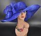 Oaks day hat Kentucky Derby Hat, Church Hat, Wedding Hat, Easter Hat, Tea Party Hat Wide Brim Sinamay Hat Carriage Hat Royal Blue