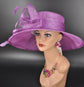 Purple Sinamay Kentucky Derby Hat: Wide Brim Feathered Tea Party Hat