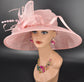Blush Pink Sinamay Kentucky Derby Hat: Feather Flower Tea Party Wedding