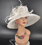Wide Brim Sinamay Derby Hat: Feather Flower Ascot Races Wedding