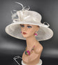 Wide Brim Sinamay Derby Hat: Feather Flower Ascot Races Wedding