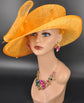 Wide Brim Kentucky Derby Floppy Sinamay Hat With Flowers  Millinery Church  Hat Orange