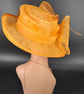 Wide Brim Kentucky Derby Floppy Sinamay Hat With Flowers  Millinery Church  Hat Orange