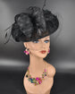 Black Sinamay Fascinator Hat: Derby Race Church Cocktail Headpiece
