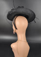Black Sinamay Fascinator Hat: Derby Race Church Cocktail Headpiece