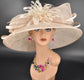 Champagne Kentucky Derby Hat: Sinamay Feather Flower Tea Party Hat