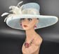 Sinamay Kentucky Derby Hat: Powder Blue Wide Brim Ascot Hat