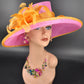 Sinamay Kentucky Derby Hat: Hot Pink Wide Brim Ascot Hat