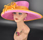 Sinamay Kentucky Derby Hat: Hot Pink Wide Brim Ascot Hat